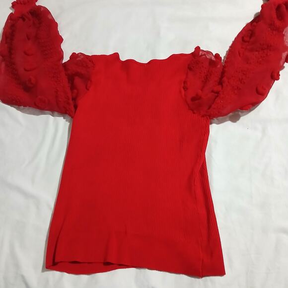 No Boundaries L(11/13) Red 3D-Sheer-Long-Sleeved Ribbed Sweater Christmas Junior - Picture 11 of 16